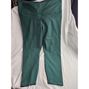 Fabletics PowerHold Green Ankle Leggings 1X Criss Cross Waistband High Rise